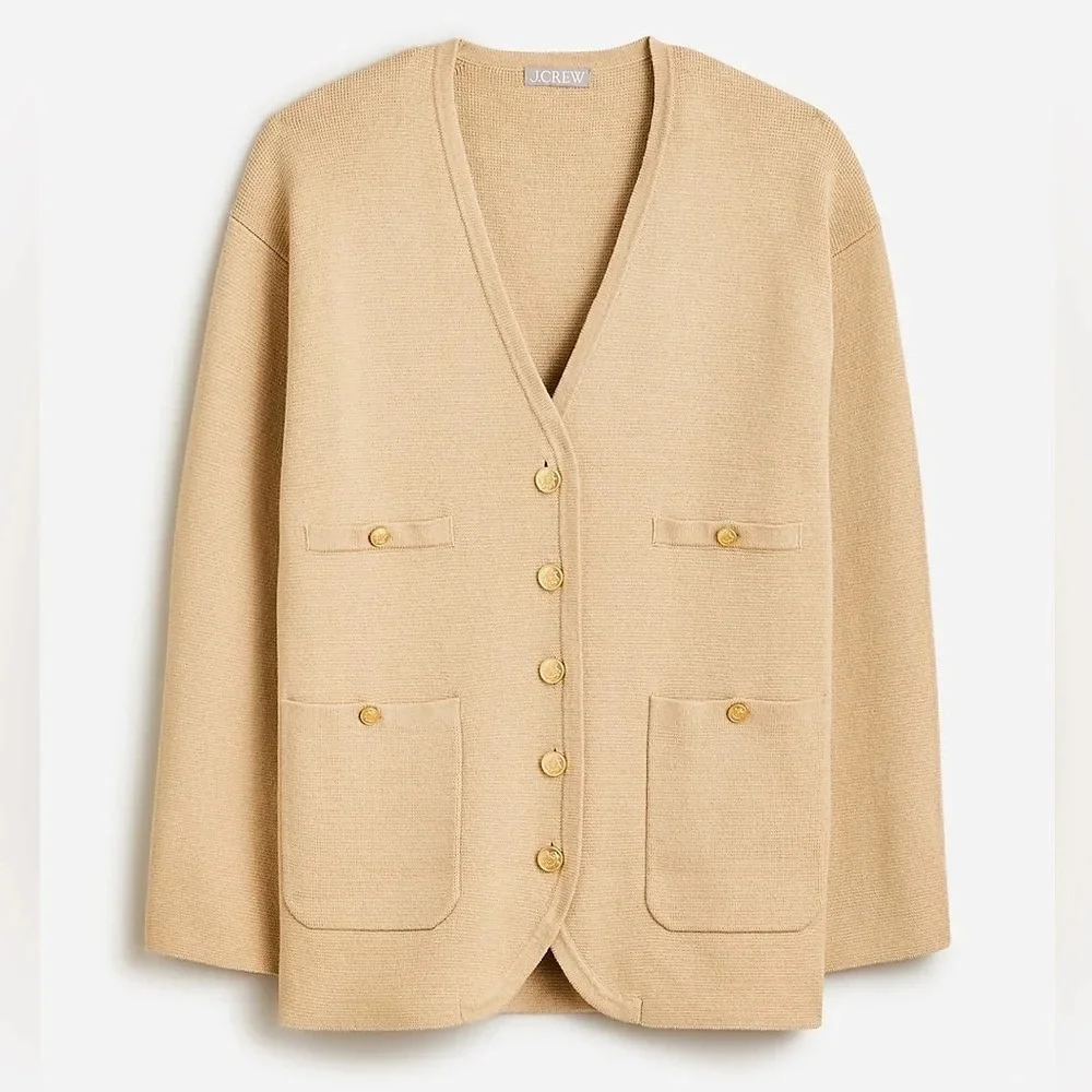 J. Crew Spring 2024 Long V-neck sweater blazer BX466